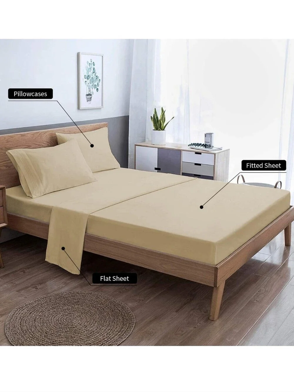 EaseHome Purple Full Size Sheets Set Deep Pocket to 18 inch Mattress 4 Piece